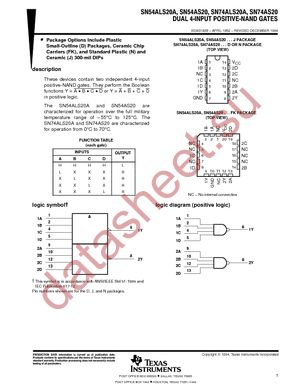 SN74ALS20ADBRE4 datasheet  